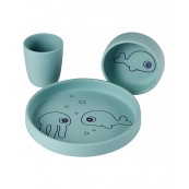 Done by Deer - Set per la Pappa in Silicone Alimentare - Amici del Mare - Colore: Rosa