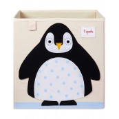 3 Sprouts - Contenitore Portaoggetti  - Compatibile con scaffali Ikea Kallax e EKET! - Disegno: Pinguino Nero