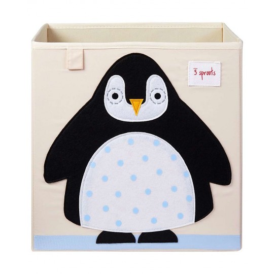 3 Sprouts - Contenitore Portaoggetti  - Compatibile con scaffali Ikea Kallax e EKET! - Disegno: Pinguino Nero