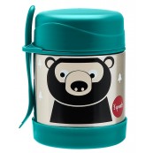 3 Sprouts - Thermos Porta Cibo in Acciaio Inossidabile con Cucchiaio-Forchetta, 350 ml - Disegno: Orso