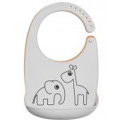 Done by Deer - Bavaglino Impermeabile con Tasca Deer Friends - 100% silicone alimentare - Colore: Grigio