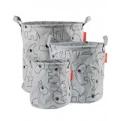 Done by Deer - Set 3 Cesti Portaoggetti Contour - Con Manici - Colore: Grigio