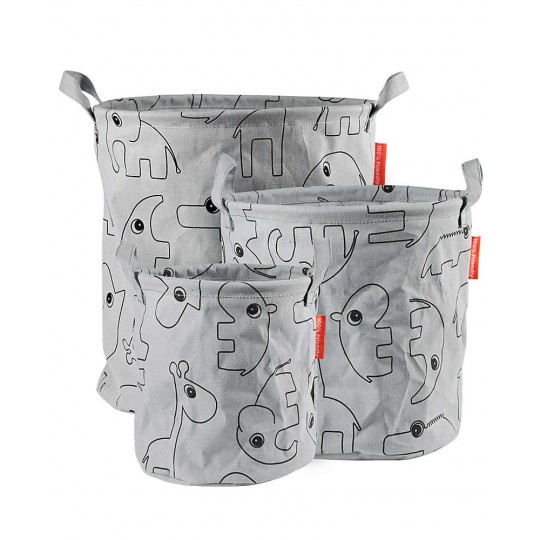 Done by Deer - Set 3 Cesti Portaoggetti Contour - Con Manici - Colore: Grigio