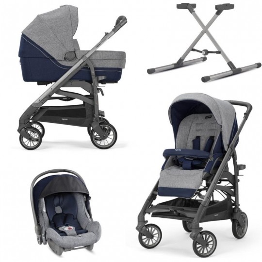 Inglesina - Sistema Quattro Trilogy + Huggy con telaio City ardesia - Colore Inglesina: antigua blue