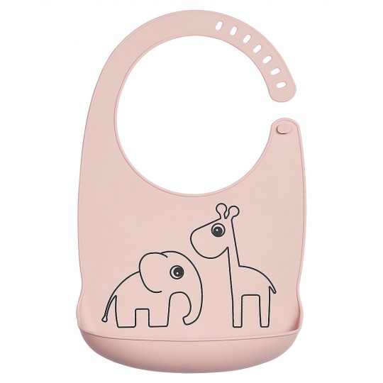 Done by Deer - Bavaglino Impermeabile con Tasca Deer Friends - 100% silicone alimentare - Colore: Rosa
