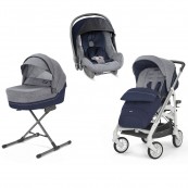 Inglesina - Sistema Quattro Trilogy + Huggy con telaio City bianco - Colore Inglesina: antigua blue