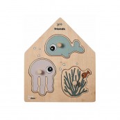 Done By Deer - Gioco a Incastro in Legno Peg - Disegno: Sea Friends