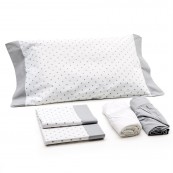 Babylodge -DOTS set lenzuola per lettino 80x130 cm - Made in Italy - Colore: Grigio