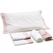 Babylodge -DOTS set lenzuola per lettino 80x130 cm - Made in Italy - Colore: Rosa