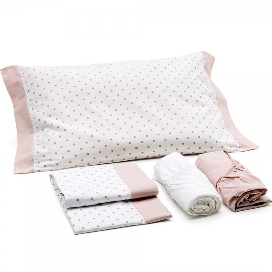 Babylodge -DOTS set lenzuola per lettino 80x130 cm - Made in Italy - Colore: Rosa