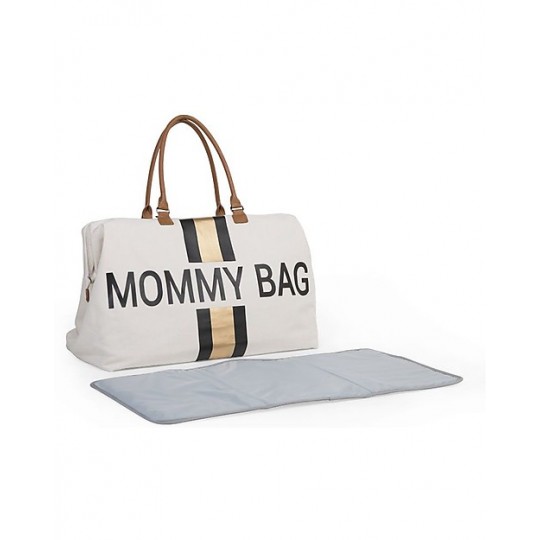 Childhome - Mommy Bag borsa fasciatoio 55x30x30 - Colori Childhome: Righe Nero Oro