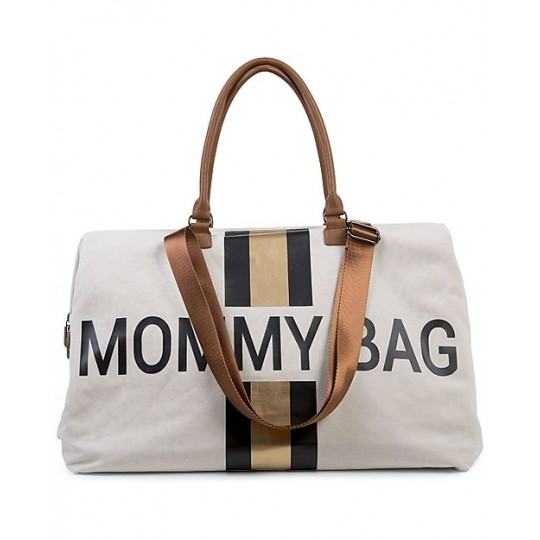 Childhome - Mommy Bag borsa fasciatoio 55x30x30 - Colori Childhome: Righe Nero Oro