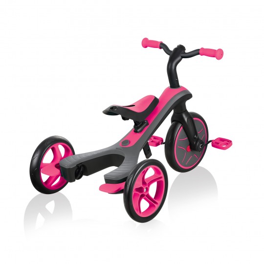 Globber - Explorer Trike 4in1 - da triciclo a balance bike - Colore: Rosa