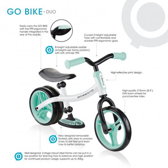 Globber - Go Bike DUO Balance Bike - Colore: Menta