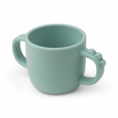 DONE BY DEER - TAZZA CON 2  MANICI IN SILICONE ALIMENTARE PEEKABOO CROCO - Colore: Blu