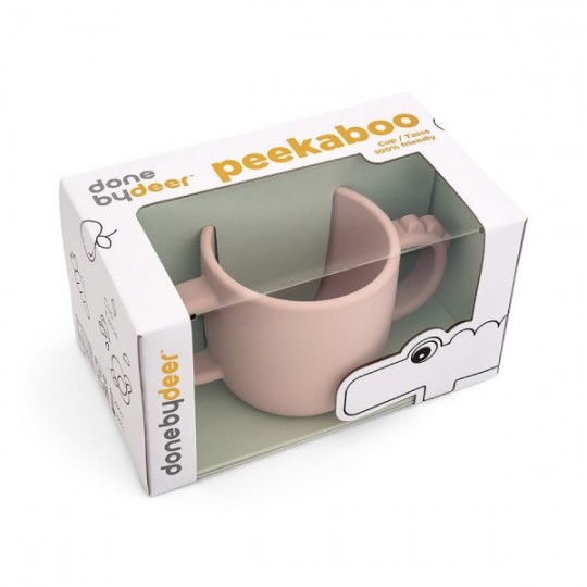 DONE BY DEER - TAZZA CON 2  MANICI IN SILICONE ALIMENTARE PEEKABOO CROCO - Colore: Rosa cipria