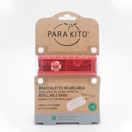 Parakito - Bracciale Adulto antizanzare - Colori Parakito: Hibiscus Rosso