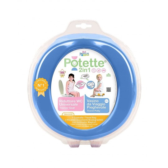 Potette - Potette 2in1 Vasino da Viaggio e Riduttore WC - Colore: Blu