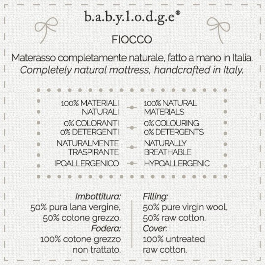Babylodge - FIOCCO • materasso naturale per lettino 80x130cm