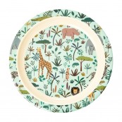 Rice - Piatto piano in melamina - Colore Rice: Green jungle animals