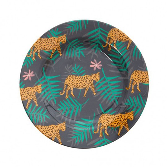 Rice - Piatto piano in melamina - Colore Rice: Grey wild leopard