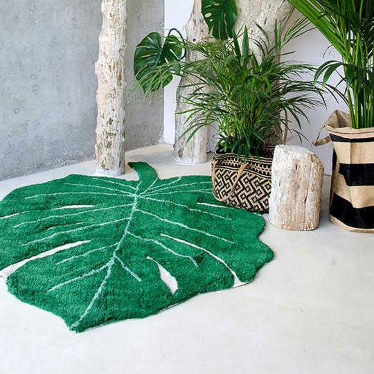 Lorena Canals - Tappeto lavabile Foglia Verde Monstera 120x160