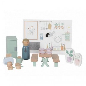 Little Dutch - Set cucina per casa delle bambole in legno 19 pezzi