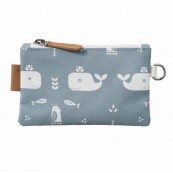Fresk - Porta monete in tessuto con zip - Disegno Fresk: Balena Blu