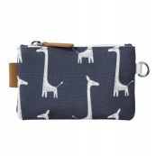 Fresk - Porta monete in tessuto con zip - Disegno Fresk: Giraffa Indigo Blue