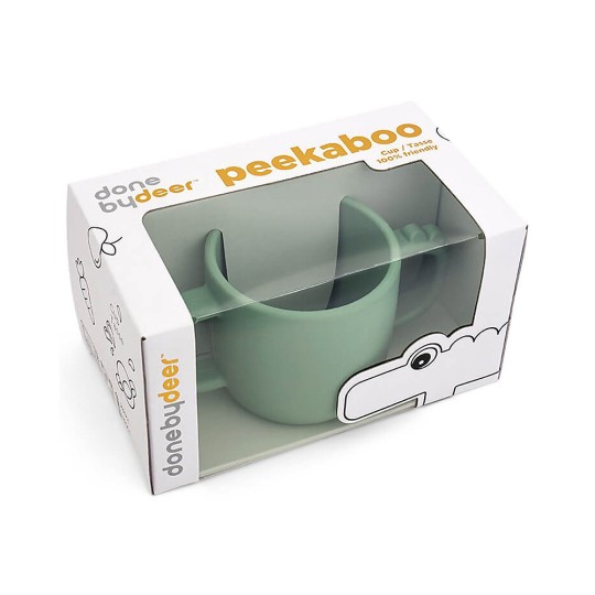 DONE BY DEER - TAZZA CON 2  MANICI IN SILICONE ALIMENTARE PEEKABOO CROCO - Colore: Verde