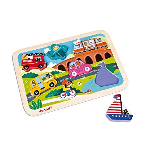 Janod - Puzzle Veicoli Chunky