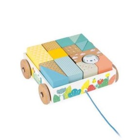 Janod - Carrello trainabile con cubi - Pure