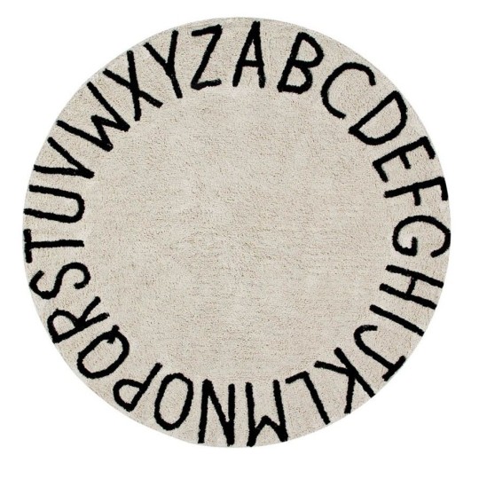 Lorena Canals - Tappeto Round ABC Nero NATURAL Diam 150
