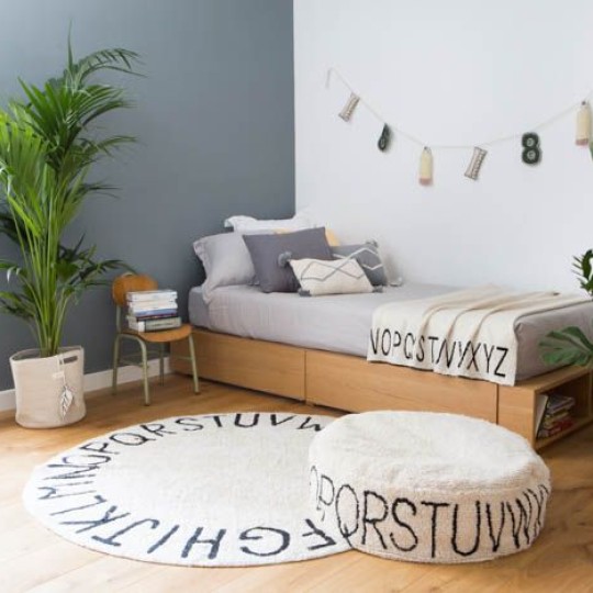 Lorena Canals - Tappeto Round ABC Nero NATURAL Diam 150