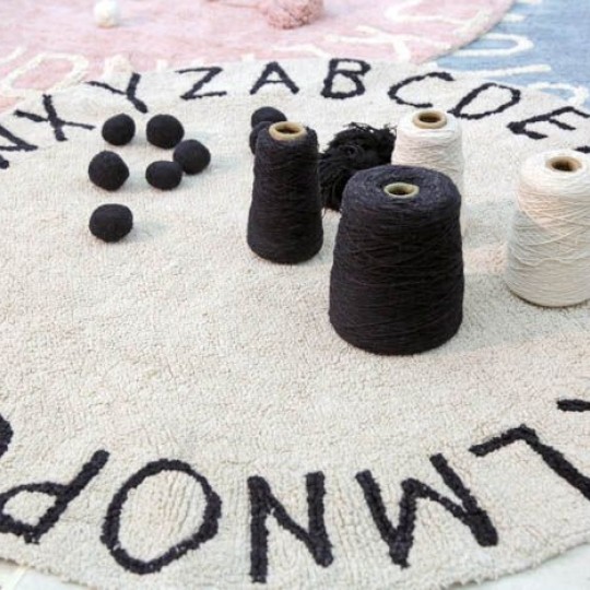 Lorena Canals - Tappeto Round ABC Nero NATURAL Diam 150