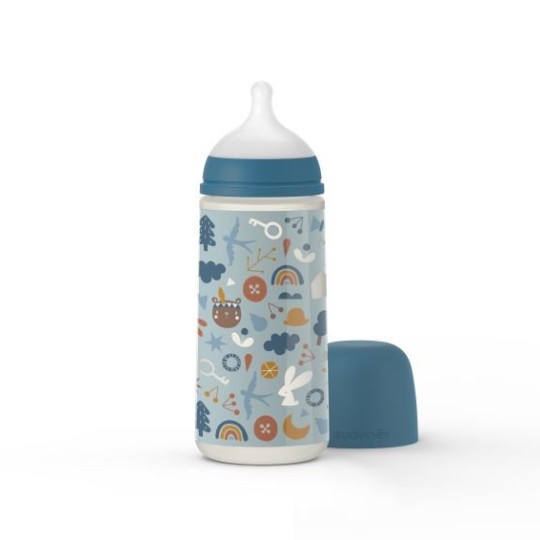 Suavinex - Biberon Forest con tettarella simmetica 360ML - Versioni Suavinex: Azzurro