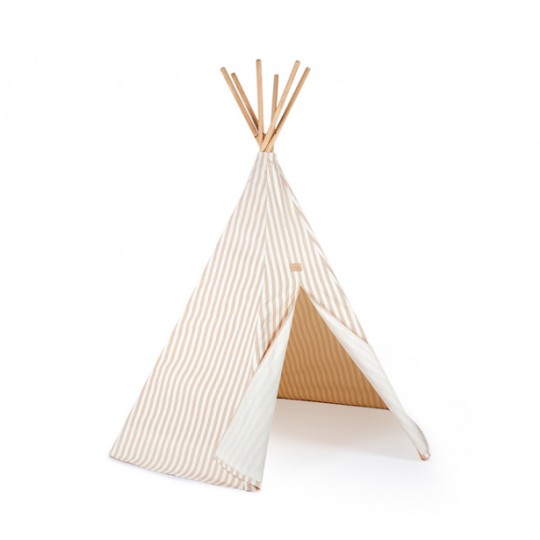 Nobodinoz - Tenda Tipo Arizona - Cotone Bio - Colori Nobodinoz: Taupe Stripes/Natural