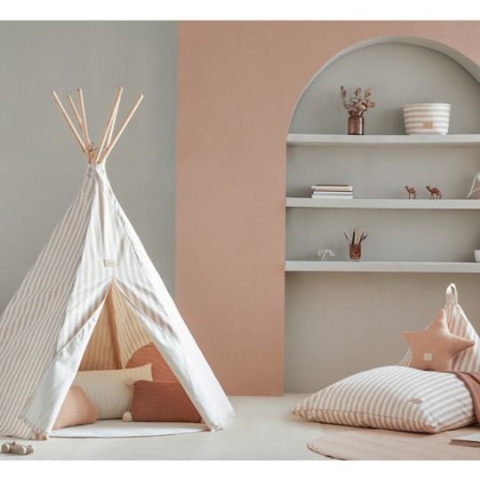 Nobodinoz - Tenda Tipo Arizona - Cotone Bio - Colori Nobodinoz: Taupe Stripes/Natural