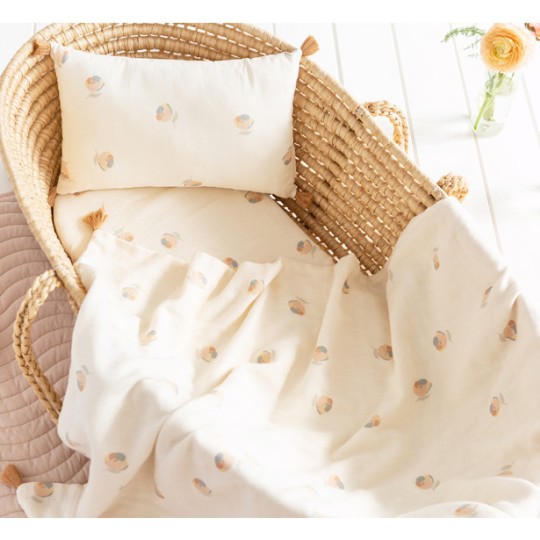 Nobodinoz - Copertina Estiva 100x70cm - Mussola di cotone Bio - Colori Nobodinoz: Blossom