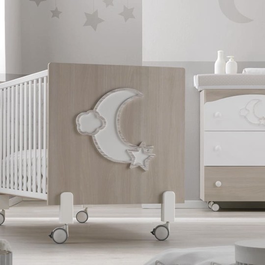 Erbesi - Lettino trasformabile Little Moon - Colore: Tortora Sbiancato
