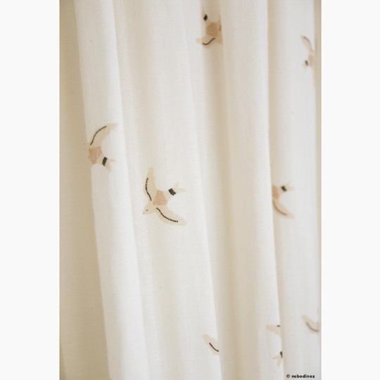 Nobodinoz - Baldacchino per letto 250x50 - Cotone Bio - Colori Nobodinoz: Nude Haiku Birds Nat