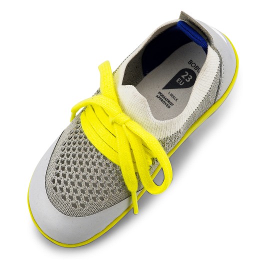 Bobux Bobux I-Walk scarpina tecnica in tessuto elastico grigio e giallo Play Knit 