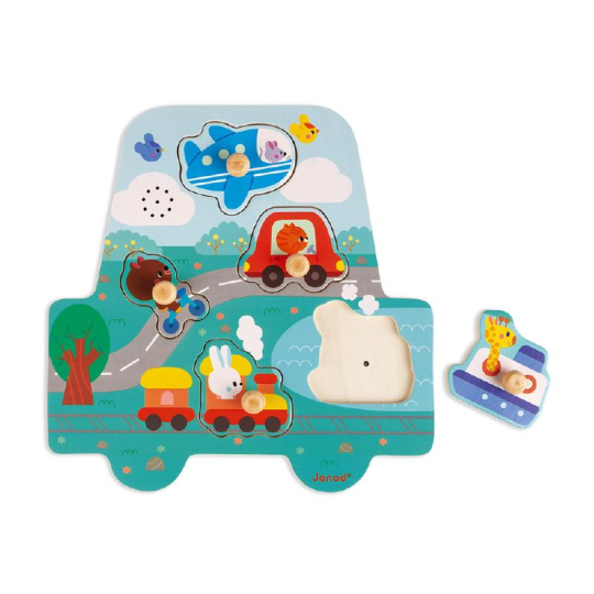 Janod - Puzzle musicale ad incastro - Versioni Janod: Le Piccole Automobili