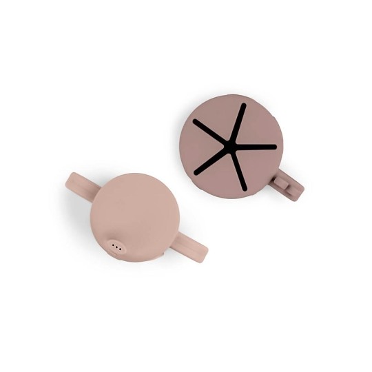 Done By Deer - Set Tazza Snack e Tazza Beccuccio Peekaboo- 100% Silicone Alimentare - Colore: Rosa