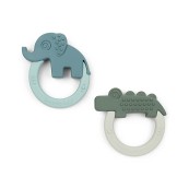 Done by Deer - Set 2 Massaggiagengive Elphee e Croco - 100% Silicone Alimentare - Colore: Blu