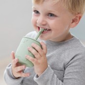 Done by Deer - Set Tazze con Tappo e Cannuccia Peekaboo - 100% Silicone Alimentare