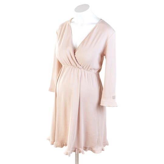 Dili Best - Camicia da notte allattamento maniche lunghe Tortora - Cotone BIO - Taglia: S/M