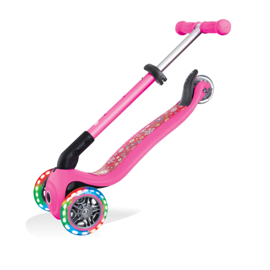 Globber - Monopattino Junior Foldable con luci 3 Ruote - Dai 2 anni - Colori Globber: Pink Flower