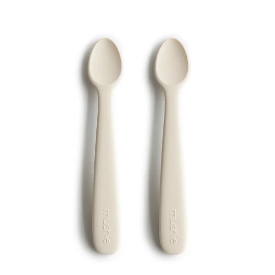 Mushie - Set Cucchiai per bambini - 100% Silicone - Versioni Mushie: Ivory