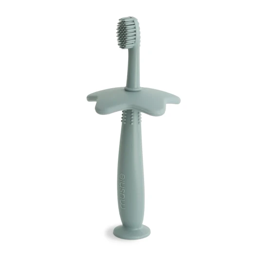 Mushie - Spazzolino da denti per allenamento - 100% Silicone - Versioni Mushie: Cambridge Blue